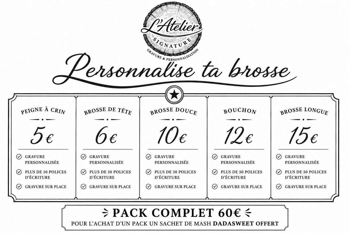 Personnalise ta brosse lot de 6