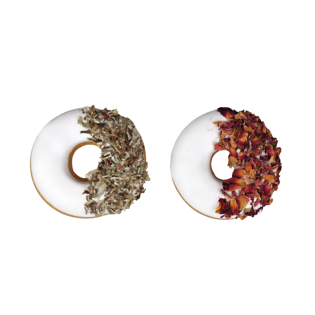 Duo donuts lichen et rose